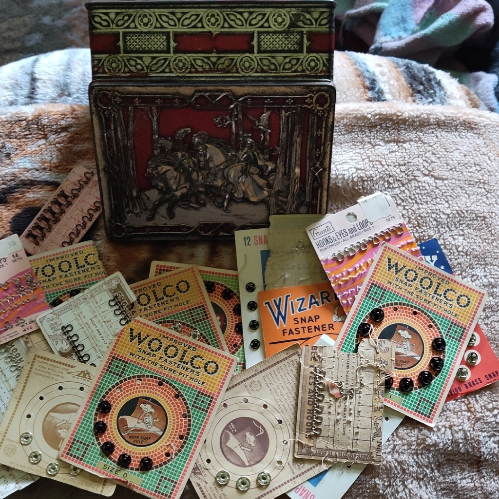 Vintage Decorative Box with Assorted Sewing Notions